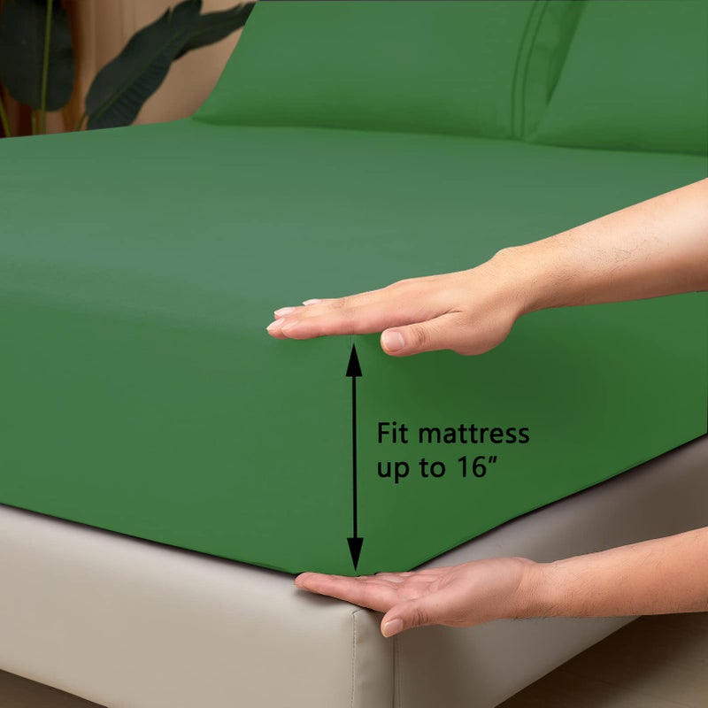 Mejoroom California King Size Sheet Set - Soft Microfiber Bed Sheets,Deep Pocket Fitted Sheet, Breathable, Wrinkle & Fade Resistant - 4 Piece (California King, Calla Green) - Image 3